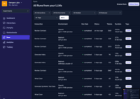 Screenshot of Showing recent Runs in the platform