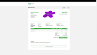 Screenshot of Invoice designer, to add a logo, company info, and terms