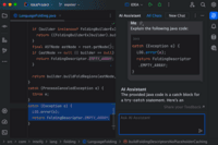 Screenshot of the AI Assistant that provides AI-powered features for software development. It can explain code, answer questions about code fragments, provide code suggestions, generate documentation, and commit messages.