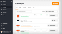 Screenshot of Email campaigns management.