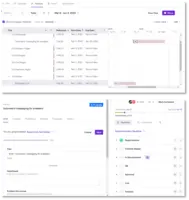 Screenshot of Collaboration: Centralizes tracking tasks in the design, build, and launch of an experiment to ensure experiments are launched on time . Includes calendar, timeline, and board views in customizable views that can be saved to share with other stakeholders
