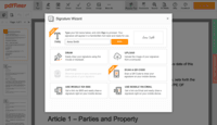 Screenshot of E-signing via pdfFiller