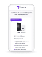 Screenshot of Mobile version of a product recommendation