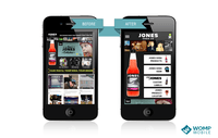 Screenshot of Jones Soda's website on mobile devices before and after implementing MobileOptimize