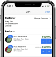 Screenshot of The Zoey App lets your sales team close sales anytime, anywhere, on iOS and Android devices. Check inventory, look up product information, verify customer-specific prices, and create Sales Quotes and orders.