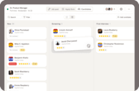 Screenshot of Hiring pipeline: Vsualize each step of the hiring process with customizable hiring stages.