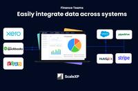 Screenshot of the ERP and CRM platforms that can integrate data with ScaleXP:  Xero, QuickBooks, Zoho, Salesforce, Pipedrive, Hubspot, and Stripe.