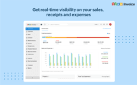 Screenshot of Get a quick snapshot of your business health and know your monthly sales, current and overdue invoices, payments collected, your top expenses, and more.