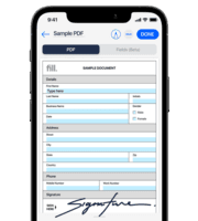 Screenshot of Secure digital signatures for online documents. Fill is used to digitally sign documents on a phone, tablet, laptop, and desktop without the hassle.