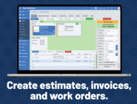 Screenshot of the interface to create estimates, invoices, and work orders. Also used to send quotes or invoices directly to clients and accept payments online.