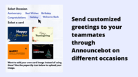 Screenshot of Send customized greetings to teammates through Announcebot on different occasions