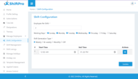 Screenshot of Shift configuration setting for automation