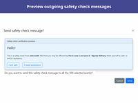 Screenshot of Preview of outgoing safety check messages