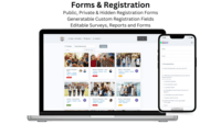 Screenshot of the interface used to create custom registration forms, surveys and reports, used to build detailed registration pages to help the public search, find, and identify opportunities throughout the organization.