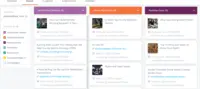 Screenshot of The Agorapulse  inbox captures incoming conversations for each social profile. Users can get CRM data on who is sending messages, and send them a saved reply or assign the conversation to a teammate.