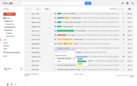 Screenshot of Gmail inbox with NetHunt CRM and records linked to emails.
