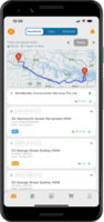 Screenshot of Runsheets feature on the WorkBuddy mobile app.