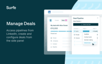 Screenshot of Deal management and pipeline access from LinkedIn, with a side panel to create and configure deals.