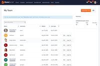 Screenshot of the centralized admin dashboard used to manage sales reps. The admin can remove users as needed, and get new sales reps up to speed.