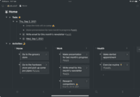 Screenshot of Workflowy's task management interface, where boards boards and lists can be managed and combined.