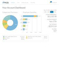 Screenshot of Dashboard provides a snapshot of spending activity across all cards.
