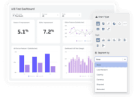 Screenshot of Metrics with adjustable chart type, segmentation, and filters for any metric.