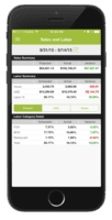 Screenshot of Managers can view sales and labor data from their phone.