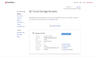 Screenshot of B2 Cloud Storage Dashboard