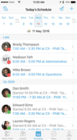 Screenshot of Manage your business from your pocket.  See who is currently on the clock and who is late.