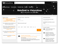 Screenshot of VisionAires, a community powered by Verint, that features working groups, event, and a content hub