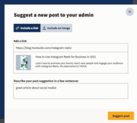 Screenshot of Get participation from across the organization with suggested content