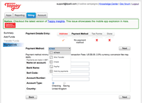 Screenshot of Brandable self-service portal to collect and validate payment details
