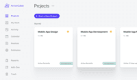 Screenshot of the dashboard with an overview of projects.