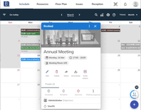Screenshot of The basics of room/hot-desk booking system rooted in the booking schedule. You can browse the latest schedule and manage booking, wherever you happen to be, just a few clicks on your mobile phone.