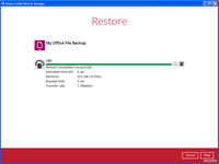 Screenshot of Restore status screen in AhsayOBM client backup software