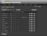 Screenshot of management interface of inmate workers and inmate programs.