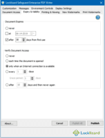 Screenshot of Safeguard Writer GUI (used to protect PDF files) - Expiry Tab