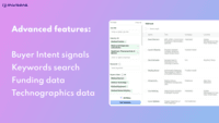 Screenshot of For each company, Muraena has technographic data, buyers' intent signals, and funding information to help find the most specific market segments