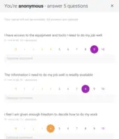 Screenshot of Our surveys enable your employees to share their honest opinion - fully anonymously! - and are designed to maximize participation.