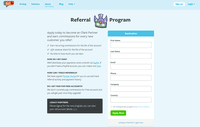 Screenshot of Olark's Referral Program sign up page, powered by Ambassador.