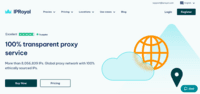 Screenshot of Homepage of IPRoyal showing the size of IP pool