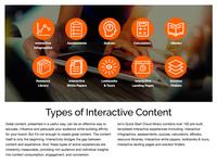 Screenshot of The types of interactive experiences the ion platform can create is near-endless. These are the most common types used by our customers: Assessments, Calculators, eBooks, Interactive Infographics, Interactive White Papers, Landing Pages, Lookbooks, Quizzes, Resource Library, Solution Finder.