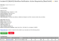 Screenshot of Incident Workflow Notification