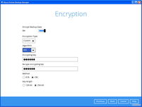 Screenshot of Encryption setting screen in AhsayOBM client backup software