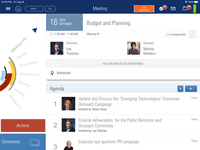 Screenshot of The meeting page is a central location for everything in the meeting such as documents, agenda items, and participants.