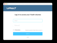Screenshot of Vawlt software agent v2.0.5 - Log in Screen (macOS)