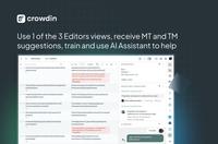 Screenshot of the Crowdin Editor with MT, TM, and AI suggestions