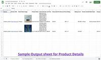 Screenshot of Sample output sheet for product details.