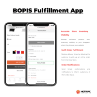 Screenshot of BOPIS Fulfillment app UI- Accurate store inventory visibility, Swift order fulfillment, Order notifications