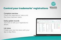 Screenshot of Control your trademarks registrations.